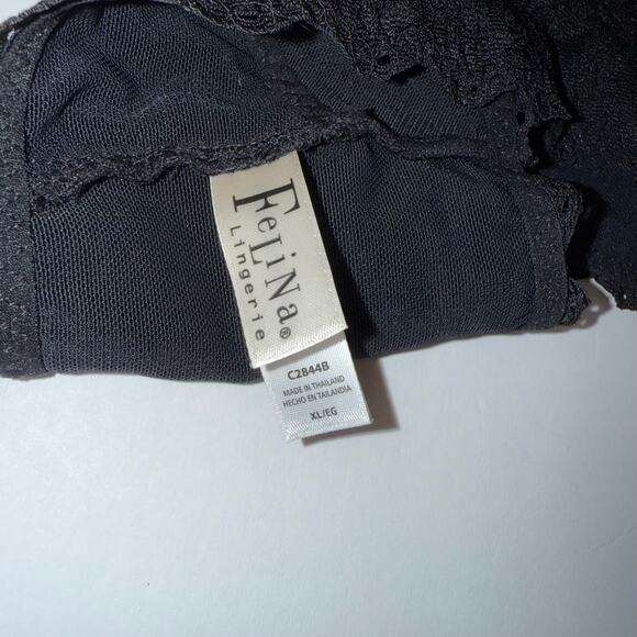 Felina Lace Longline Bralette (Black) Women’s Size XL Wireless Racerback Bra - Picture 9 of 11
